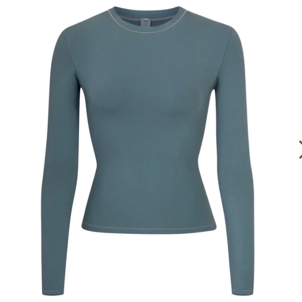 Skims NWT COTTON JERSEY LONG SLEEVE T-SHIRT Color KYANITE SZ SMALL